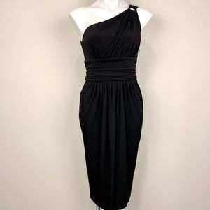 Maggy London One Shoulder Black Dress